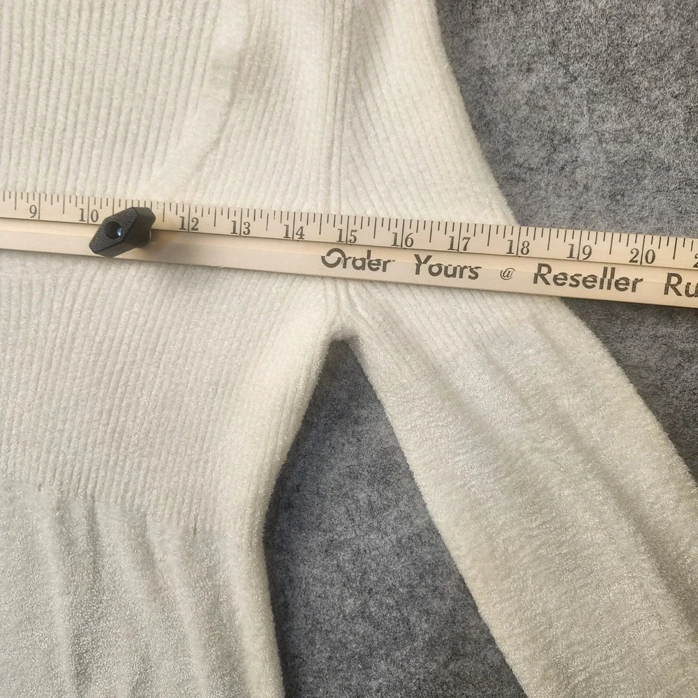 Moda International Cream Ribbed Empire Waist Bishop Sleeve Sweater Small